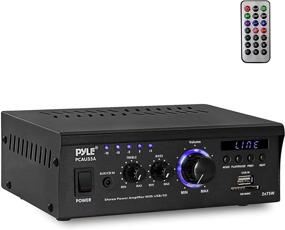 img 4 attached to 🔊 Home Audio Power Amplifier System - Dual Channel Theater Power Stereo Receiver Box, 2x75W, Surround Sound with USB, RCA, AUX Inputs, LED Display, Remote Control, 12V Adapter - For Speaker, iPhone - Pyle PCAU35A