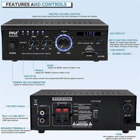 img 3 attached to 🔊 Home Audio Power Amplifier System - Dual Channel Theater Power Stereo Receiver Box, 2x75W, Surround Sound with USB, RCA, AUX Inputs, LED Display, Remote Control, 12V Adapter - For Speaker, iPhone - Pyle PCAU35A