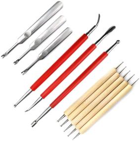 img 4 attached to Pack of 11 Leather Craft Carving Modelling Tools for Grooving, Embossing, Skiving, and Press Rubbing