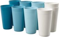 🍹 unbreakable plastic tumblers: newport 20-ounce - set of 12 blue sky cups logo