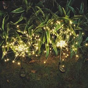 img 1 attached to 🌟 Pack of 3 Solar Stainless Steel Starburst LED Firework Lights - 150 Waterproof Super Bright LEDs for Gardens, Patios, Lawn, Yard, Christmas, and Parties