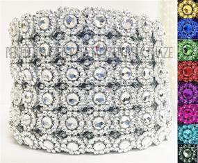 img 3 attached to 🌸 OrangeTag Flower Mesh Rhinestone Ribbon Wrap - 4" X 10 Yards (30 Feet) for Wedding, Party, and Event Decoration - Flower Diamond, Silver