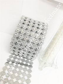 img 2 attached to 🌸 OrangeTag Flower Mesh Rhinestone Ribbon Wrap - 4" X 10 Yards (30 Feet) for Wedding, Party, and Event Decoration - Flower Diamond, Silver