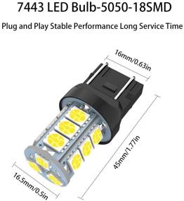 img 3 attached to 🚗 10 Пакетов Сверхярких Т20 Светодиодных ламп для стоп-сигналов для автомобилей и грузовиков - 7440 7443 Замена лампы, W21W 7443 7440 лампа для стоп-сигнала, фонарь для резервного хода - 18SMD 5050 набор чипов