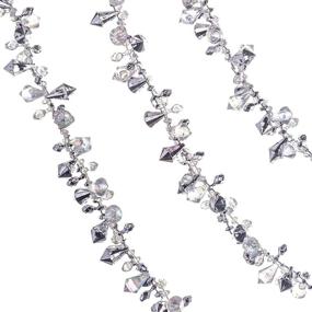 img 4 attached to 💎 Add Sparkle and Elegance with Klikel Iridescent Silver Large Twinkle Ice Double Twist Bead Garland - Set of 2, 10 Feet Each