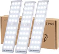 🔦 wireless motion sensor led closet light - 30 leds under cabinet lights battery operated - large battery powered closet lights for stairs, wardrobe, kitchen, hallway - pack of 3 логотип