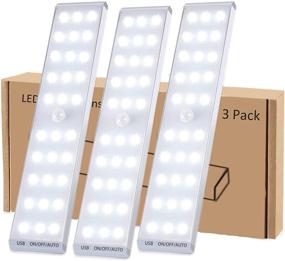 img 4 attached to 🔦 Wireless Motion Sensor LED Closet Light - 30 LEDs Under Cabinet Lights Battery Operated - Large Battery Powered Closet Lights for Stairs, Wardrobe, Kitchen, Hallway - Pack of 3