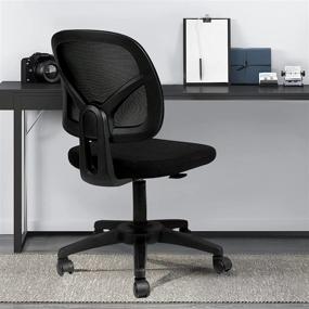 img 4 attached to 🪑 HBADA Office Chair: Mesh Desk Chair with Adjustable Height & Rolling Stool - Black