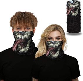 img 1 attached to 🌞 Unisex UV Protection Bandana Rave Print Face Mask: Dust, Sun, and Wind Resistant Outdoor Balaclava Headband