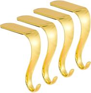 pack of 4 yuokwer christmas stocking holders - gold stocking hooks hanger for mantel fireplace, safety hang grip stockings clip for christmas party decoration logo