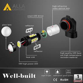 img 1 attached to 💡 High Power Chipsets 12V Alla Lighting LED Fog Lights Bulbs Xtreme Super Bright 80W CANBUS 2504 PSX24W Error Free 12276, 6000K Xenon White