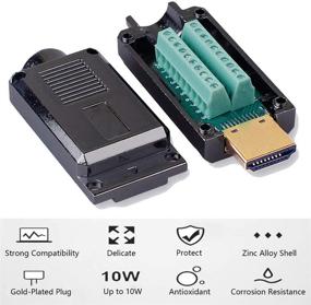 img 3 attached to 🔌 Jienk 2Pack HDMI Подключение без пайки - Золоченый коннектор с металлическим корпусом для платы разводки и сигнальных терминалов.