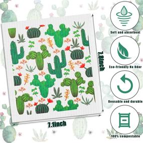 img 3 attached to 🌵 Gandeer 8 Pieces Reusable Swedish Tropical Cactus Dishcloths - Quick Drying Wood Pulp Cleaning Cloths, Washable Absorbent Kitchen Towel for Home, Kitchen Dish Cloths, Cleaning Wipes