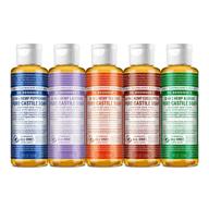 🧼 dr. bronner's 4 ounce pure-castile liquid soap variety pack: peppermint, lavender, tea tree, eucalyptus, almond - organic oils, 18-in-1 uses: face, body, hair, laundry, pets, dishes logo