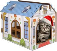 sekam cardboard cat house: indoor cat play house with scratcher, catnip, and hideaway furniture - ideal cat scratching toy and birthday gift logo