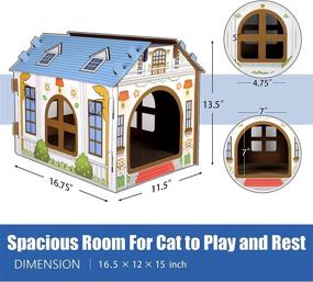 img 2 attached to SEKAM Cardboard Cat House: Indoor Cat Play House with Scratcher, Catnip, and Hideaway Furniture - Ideal Cat Scratching Toy and Birthday Gift