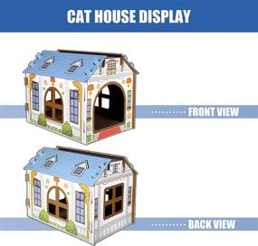 img 3 attached to SEKAM Cardboard Cat House: Indoor Cat Play House with Scratcher, Catnip, and Hideaway Furniture - Ideal Cat Scratching Toy and Birthday Gift