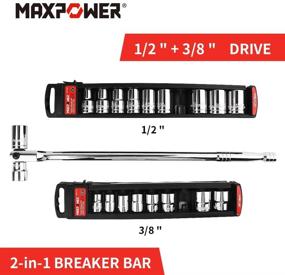 img 2 attached to 🔧 Двухприводный рычаг MAXPOWER длиной 18 дюймов с гибкой ручкой - привод 1/2 дюйма и 3/8 дюйма - фосфатированный для максимальной мощности