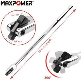 img 3 attached to 🔧 Двухприводный рычаг MAXPOWER длиной 18 дюймов с гибкой ручкой - привод 1/2 дюйма и 3/8 дюйма - фосфатированный для максимальной мощности