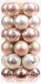 img 4 attached to 🎄 Delicate Contrast Color Theme Painting and Glittering Christmas Tree Pendants: Sea Team 60mm/2.36" Decorative Baubles Set - 30 Pieces (Rose Gold & Champagne)