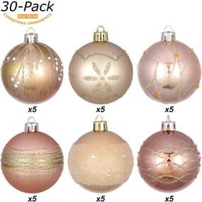 img 3 attached to 🎄 Delicate Contrast Color Theme Painting and Glittering Christmas Tree Pendants: Sea Team 60mm/2.36" Decorative Baubles Set - 30 Pieces (Rose Gold & Champagne)