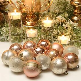 img 1 attached to 🎄 Delicate Contrast Color Theme Painting and Glittering Christmas Tree Pendants: Sea Team 60mm/2.36" Decorative Baubles Set - 30 Pieces (Rose Gold & Champagne)