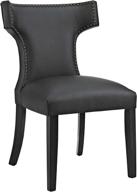 🪑 modway mo-curve mid-century modern faux leather chair with nailhead trim, upholstered in black логотип