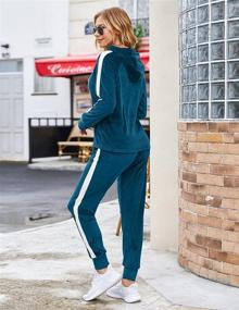 img 2 attached to 👩 Women's Hotouch Velour 2 Piece Sweatsuits: Pullover Hoodie & Sweatpants Jogging Suits Outfits