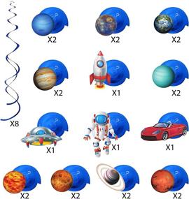 img 1 attached to 🚀 30-Piece Blue Solar System Planet UFO Rocket Astronaut Hanging Swirls | Outer Space Party Decorations for Kids Boys' Space Birthday Party Supplies