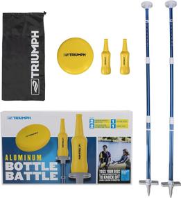 img 4 attached to Blue Triumph Outdoor Target Game with Bottle Battle Disc-Throwing, featuring Aluminum Telescoping Poles, Non-Breakable Bottles, and Disc