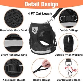 img 2 attached to 🐾 Reflective Escape Proof Cat Harness and Leash Set - Black, Soft Breathable Mesh Chest Strap for Outdoor Walking with Durable Leash - Ideal for Daily Kitty Exercise