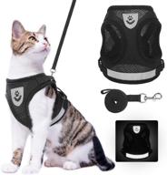 🐾 reflective escape proof cat harness and leash set - black, soft breathable mesh chest strap for outdoor walking with durable leash - ideal for daily kitty exercise логотип