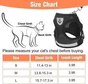 img 3 attached to 🐾 Reflective Escape Proof Cat Harness and Leash Set - Black, Soft Breathable Mesh Chest Strap for Outdoor Walking with Durable Leash - Ideal for Daily Kitty Exercise