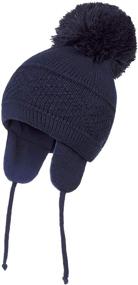 img 4 attached to 🧢 Warm and Stylish: Connectyle Toddler Boy Knit Earflap Beanie Hat - Fleece Lined Winter Hat for Kids