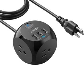 img 4 attached to 🔌 Anker Power Strip with USB, 5 ft Extension Cord, PowerPort Cube USB - 3 Outlets & 3 USB Ports, Portable & Compact Design, Overload Protection for iPhone Xs/XR, Travel-Friendly for Cruise Ships, Offices, and On-The-Go