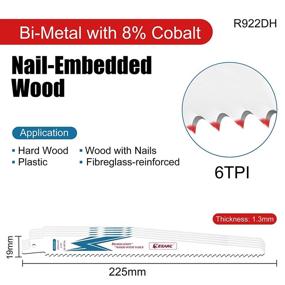 img 3 attached to 🪚 EZARC Биметаллические пильные лезвия Cobalt 9 дюймов 6TPI R922DH (5 штук) - идеально подходят для демонтажа дерева