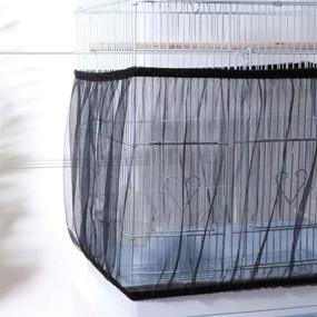 img 3 attached to 🐦 Black Mesh Bird Cage Skirt: UEETEK Bird Seed Catcher Net Cage Cover