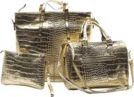 gold crocodile print handbags 3piece logo