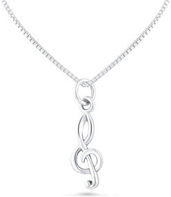 img 2 attached to 🎵 Sterling Silver Music Note Necklace with Treble Clef Design