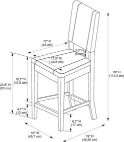 img 1 attached to 🪑 Milano Counter Stool by Linon - 18”W x 19”D x 38”H - Medium Cream/Dark Walnut