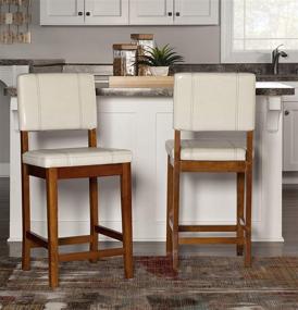 img 3 attached to 🪑 Milano Counter Stool by Linon - 18”W x 19”D x 38”H - Medium Cream/Dark Walnut