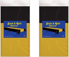 img 3 attached to 🏆 Beistle Plastic Awards Night Black and Gold Tablecovers - Glittering New Year's Eve Party Supplies