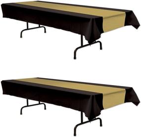 img 4 attached to 🏆 Beistle Plastic Awards Night Black and Gold Tablecovers - Glittering New Year's Eve Party Supplies