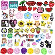 gotone iron on patches set - 60pcs flowers, rabbit, rainbow, stars, strawberry - cute embroidered patch sew-on assorted size decorations for clothing, jackets, backpacks, jeans logo