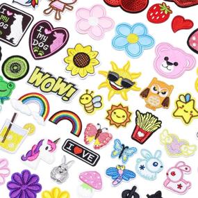 img 3 attached to GOTONE Iron On Patches Set - 60PCS Flowers, Rabbit, Rainbow, Stars, Strawberry - Cute Embroidered Patch Sew-On Assorted Size Decorations for Clothing, Jackets, Backpacks, Jeans