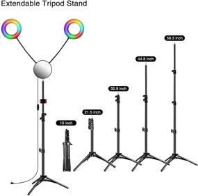 img 1 attached to 📸 iBesi 7" Двойное кольцевое освещение со штативом и держателем для телефона - Идеально подходит для TikTok, прямой трансляции, макияжа и видео на YouTube! Совместимо с iPhone и Android