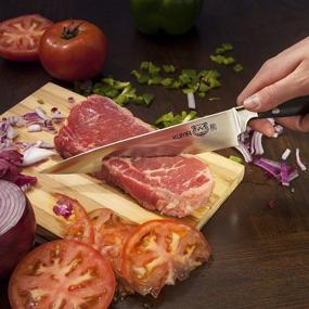 img 2 attached to 🔪 KUMA 8 Inch Pro Bolster Chef's Knife - Versatile Blade for Carving, Slicing & Chopping - Enhanced Ergonomic Handle - Premium Kitchen Knives