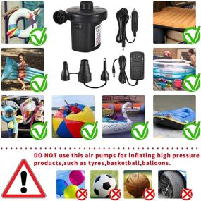 img 3 attached to 🔌 Small & Portable Electric Air Pump: Ideal for Pool Inflatables, Floats, Air Mattresses - AC/DC Car Adapter Included