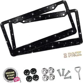 img 2 attached to 🚗 Dazzle Your Ride with Lord Eagle's 2-Pack Rhinestone License Plate Frames – Deluxe Black01 Rhinestones Gift Set for an Elegant Touch!