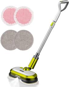 img 4 attached to 🧽 Cordless Electric Mop with LED Headlight and Water Spray, Up to 60 mins Powerful Floor Cleaner with 300ml Water Tank - Ideal for Hardwood, Tile Floors, Quiet Cleaning & Waxing